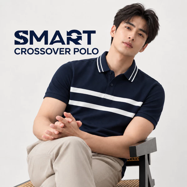 Áo polo CROSSOVER POLO TORANO kẻ bo tay lịch thiệp, thoải mái, chống tĩnh điện GSTP068