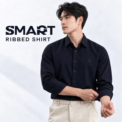 Sơ mi dài tay RIBBED SHIRT TORANO nhung tăm regularfit thêu logo ngực mềm mại, thoáng khí GATB302