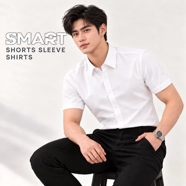 Sơ mi ngắn tay SHORTS SLEEVE SHIRTS TORANO trơn, thêu logo ở nẹp cúc lịch sự, chống bám bụi GSTB020