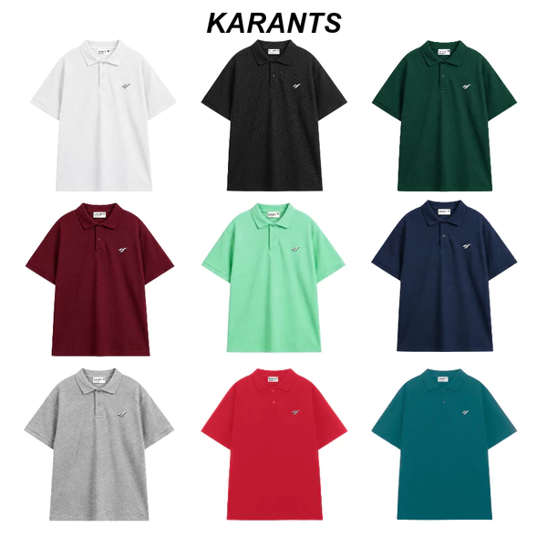Karants Áo Polo Oversize Trơn Vải Cotton Cá Sấu Gắn Thanh Kim Loại Nam Nữ Unisex - KR215