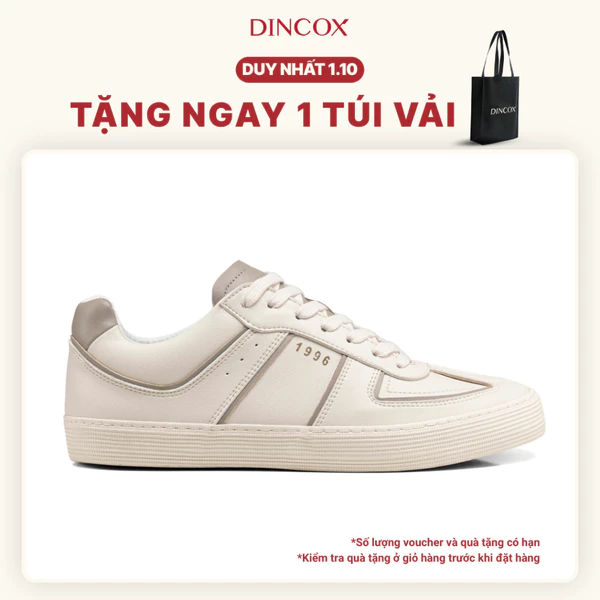 Giày Sneaker Da Nam Nữ DC36 MILK TEA DINCOX Shoes Đế Bằng