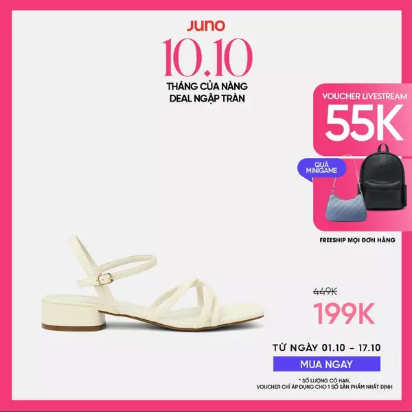 Giày Sandal Nữ 3cm Thời Trang JUNO Gót Thấp Quai Chéo SD03074