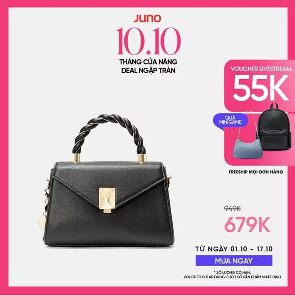 Túi Xách Nữ Thời Trang JUNO Cỡ Nhỏ Tay Cầm Xoắn Phối Charm Trang Trí TXN926