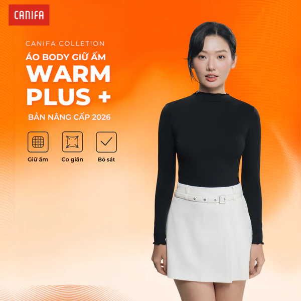 Áo body dài tay nữ cổ lửng giữ ấm phom slimfit ôm sát co giãn CANIFA  6IT26W010