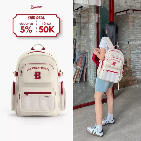 Balo nam nữ đi học đi làm BAMA Border Backpack cặp chống nước nhiều ngăn đựng laptop 13 14 15.6 inch