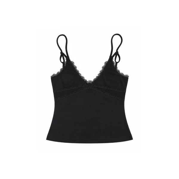 TUBYCATU Áo Hai Dây Nữ Cổ V Viền Ren Posy Lace Nữ Tính