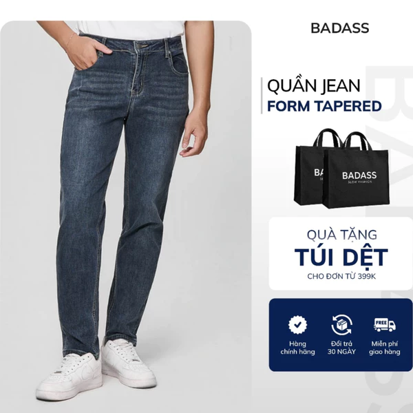 Quần Jean Nam BADASS Mềm Mại, Dày Dặn, Ôm Vừa, Trẻ Trung, Lịch Sự QJDTK605