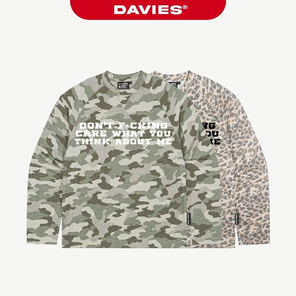 Áo tay dài thun rộng nam nữ DAVIES thun xược hoạ tiết độc đáo hình in chữ Textured Slub Raglan Long Sleeve Tee | D-T80