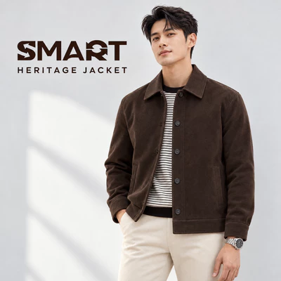 Áo khoác da lộn HERITAGE JACKET TORANO basic Cổ Bẻ Cúc Khắc Logo, Siêu Mịn, Cản Gió, Giữ Ấm GWCL501