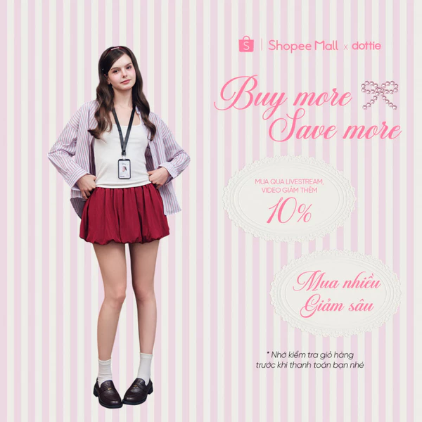 DOTTIE - Chân váy bí rút nhún - Đỏ - S0305