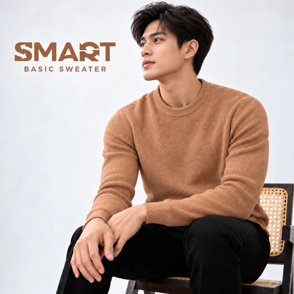 Áo len nam BASIC SWEATER TORANO trơn cổ tròn thêu logo phong cách, nam tính DWTE002