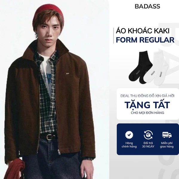 Áo Khoác Kaki Nam BADASS Form Regular Vừa Vặn, Đứng Form, Áo Khoác Mùa Thu Đông Ấm Áp - AKHTK702