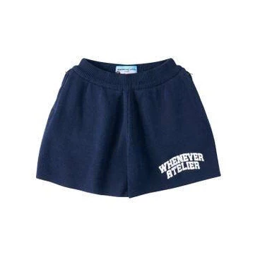 "WHENEVER" QUẦN DỆT LEN BASIC LOGO KNIT SHORT/ NAVY