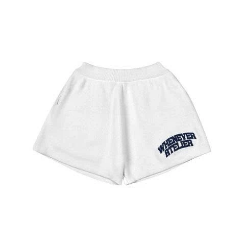 "WHENEVER" QUẦN DỆT LEN BASIC LOGO KNIT SHORTS / WHITE