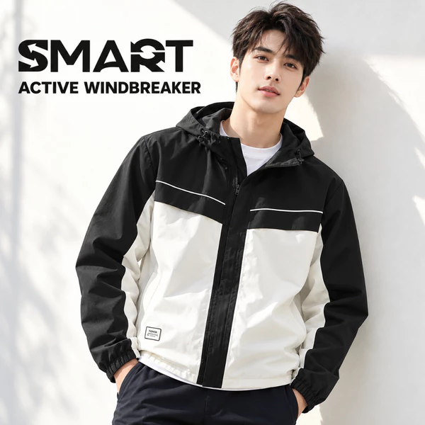 Áo Khoác Gió Nam ACTIVE WINDBREAKER TORANO 2 Lớp Có Mũ Phối Màu Cản Gió Thời Trang FWCW014