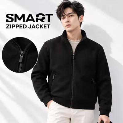 Áo Khoác Nam ZIPPED JACKET TORANO Nỉ Cao Cấp Giữ Ấm Màu Đen Basic Phong Cách Hiện Đại EWCS005