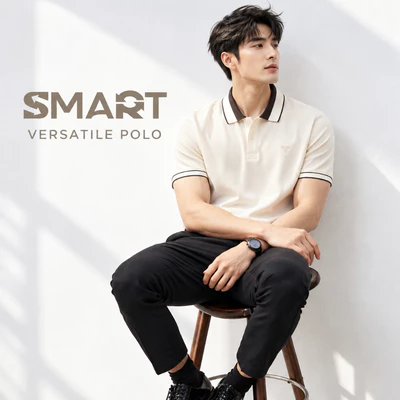 Áo Polo trơn VERSATILE POLO TORANO bo kẻ in logo ngực thanh lịch, trẻ trung FSTP049