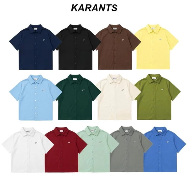 Karants Áo Sơ Mi Boxy Trơn Vải Cotton Lạnh Gắn Thanh Kim Loại Nam Nữ Unisex - KR216