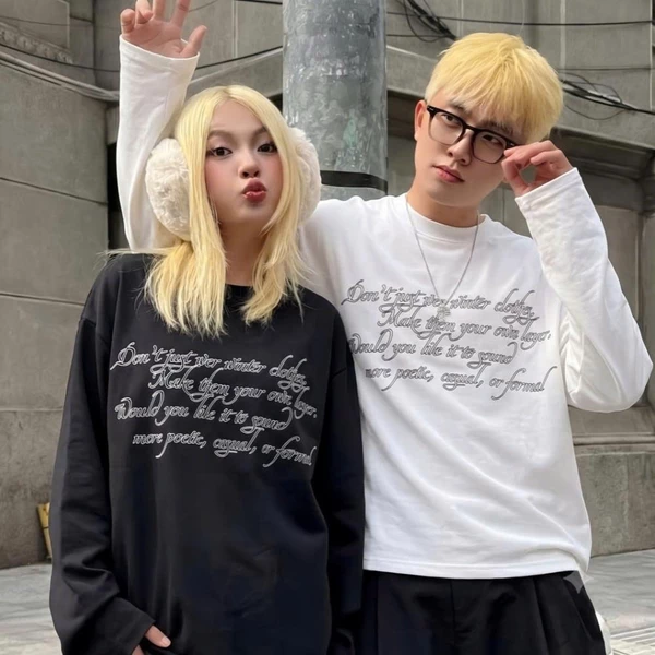 Áo Thun Dài Tay Long Sleeve From Rộng Cổ Tròn Unisex Nam Nữ Phong Cách Basic Áo Thu Đông PT01