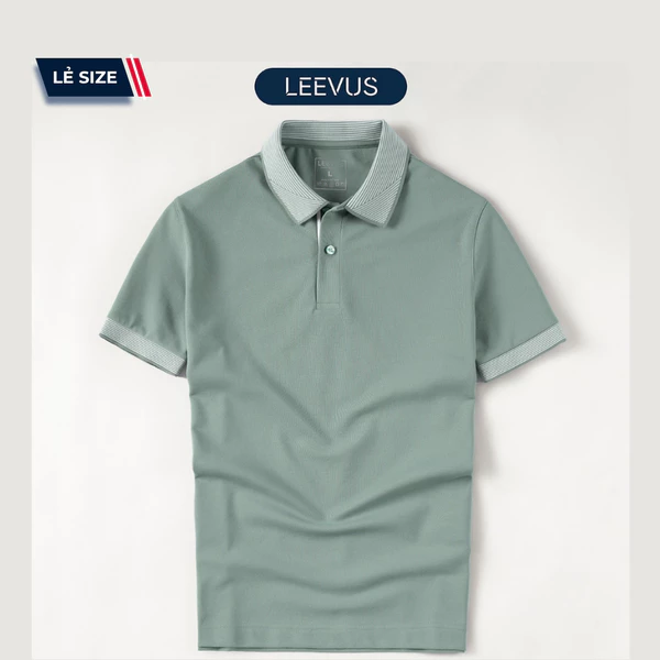 Áo Polo nam STRIPED COLLAR LEEVUS phối sọc cổ, vải CVC cá sấu, form regular APL320