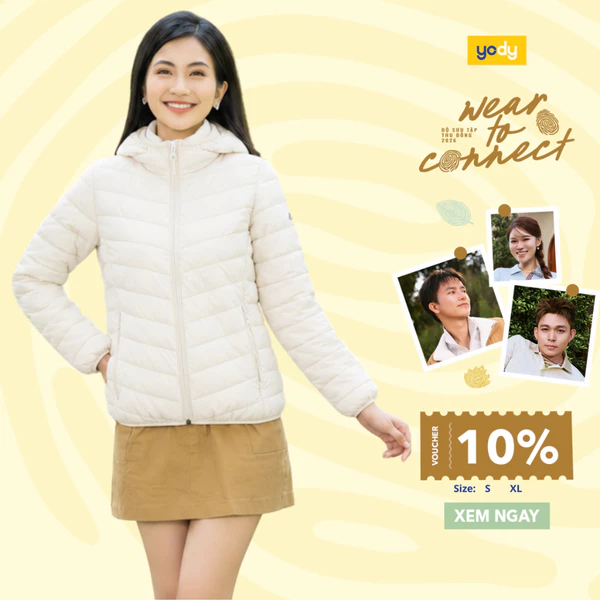 Áo phao nữ Yody 3 lớp siêu nhẹ siêu ấm siêu gọn siêu thoải mái TRA - WCPJ26F017