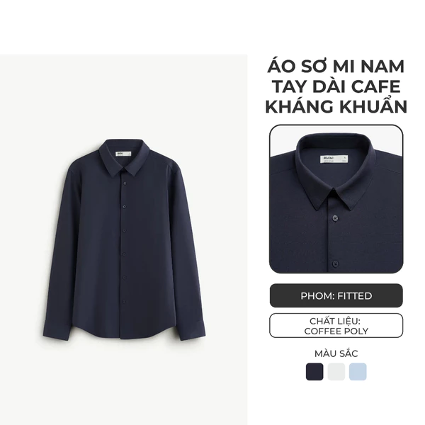 Áo Sơ Mi Nam Tay Dài Sợi Coffee Trơn Form Fitted - Routine 10S25SHL001R1