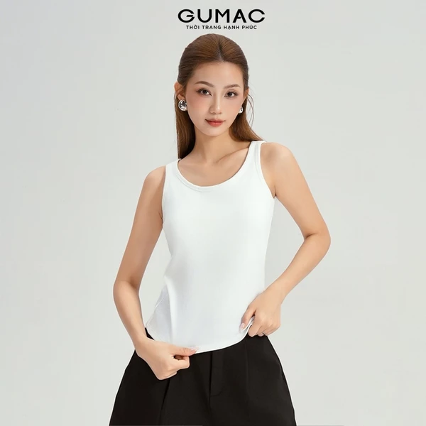 Áo Tanktop Nữ GUMAC Form Slimfit Ôm Dáng Thun Gân Có Mút Co Giãn Thoáng Mát LATG0302