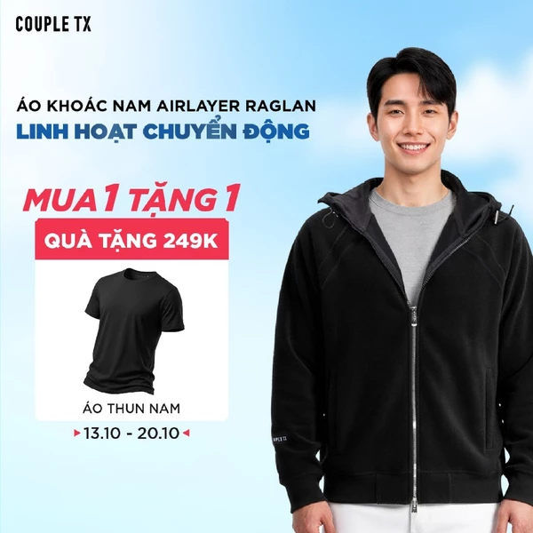 Áo Khoác Nam Couple TX Vải Nỉ Thun Công Nghệ Airlayer Ver 2 Dây Kéo Silver Dáng Rộng MOK 1081
