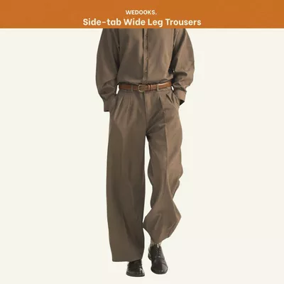 QUẦN TÂY NAM ỐNG RỘNG CÓ SIDE-TAB GIẢM ĐỘ RỘNG LƯNG QUẦN - 𝐒𝐈𝐃𝐄-𝐓𝐀𝐁 𝐖𝐈𝐃𝐄𝐋𝐄𝐆 𝐓𝐑𝐎𝐔𝐒𝐄𝐑𝐒