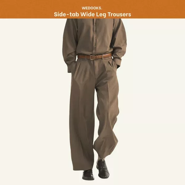 QUẦN TÂY NAM ỐNG RỘNG CÓ SIDE-TAB GIẢM ĐỘ RỘNG LƯNG QUẦN - 𝐒𝐈𝐃𝐄-𝐓𝐀𝐁 𝐖𝐈𝐃𝐄𝐋𝐄𝐆 𝐓𝐑𝐎𝐔𝐒𝐄𝐑𝐒