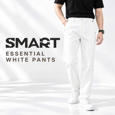 Quần khaki ESSENTIAL WHITE PANTS TORANO ống suông form chuẩn lịch lãm FABK005
