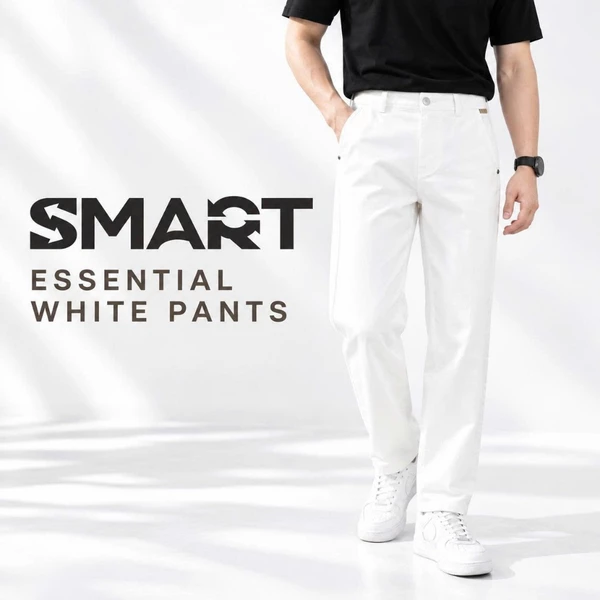 Quần khaki ESSENTIAL WHITE PANTS TORANO ống suông form chuẩn lịch lãm FABK005