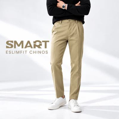 Quần khaki dài SLIMFIT CHINOS TORANO túi chéo basic slimfit thêu logo sườn mềm mịn, co dãn nhẹ và tôn dáng GABK502