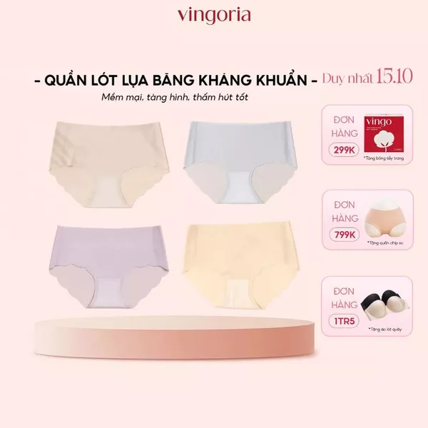 Combo 4 quần lót thỏi son lụa băng tàng hình mát lạnh kháng khuẩn VINGO/VINGORIA CB90