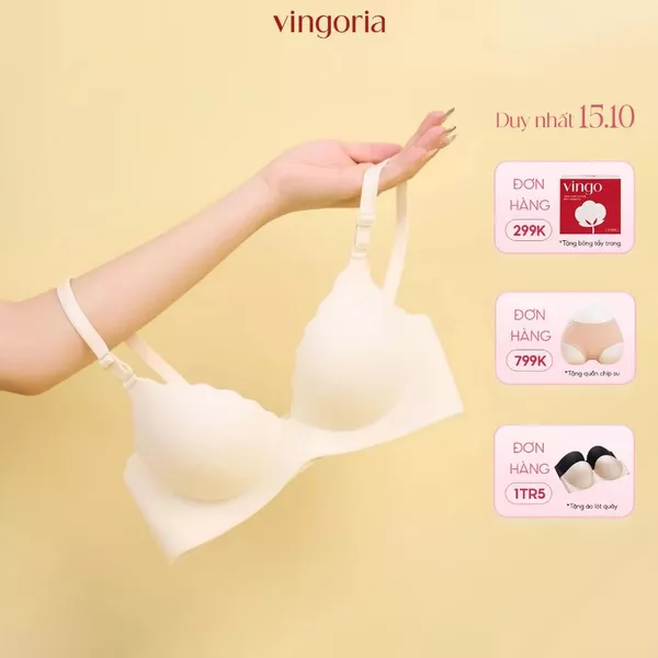 Áo lót không gọng nâng ngực đúc su mát lạnh VINGO/VINGORIA thiết kế không viền dây tháo rời S436