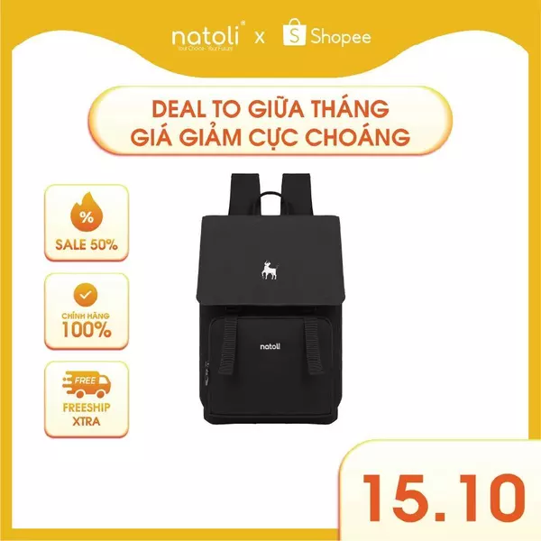Balo laptop chống sốc NATOLI nhiều ngăn, đựng laptop, đi học chống nước cao cấp - BST Modern Flap Backpack B23