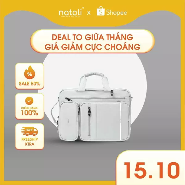 Cặp học sinh cấp 2, balo vuông Thương hiệu Natoli Cặp đa năng, Balo nhiều ngăn BST Classic Multifunctional Backpack B17