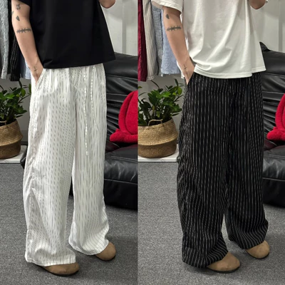 Quần ống rộng kẻ sọc ZUTEE form quần ống suông unisex vải không nhăn mềm mát