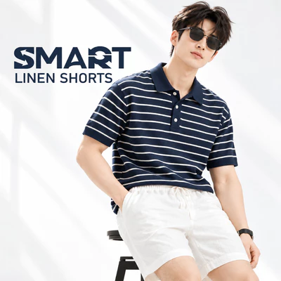 Quần short đũi nam SMART LINEN SHORTS TORANO cạp chun thoáng mát, form chuẩn FSBI001