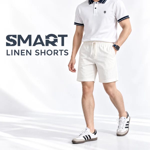 Quần short đũi nam SMART LINEN SHORTS TORANO cạp chun thoáng mát, form chuẩn FSBI001