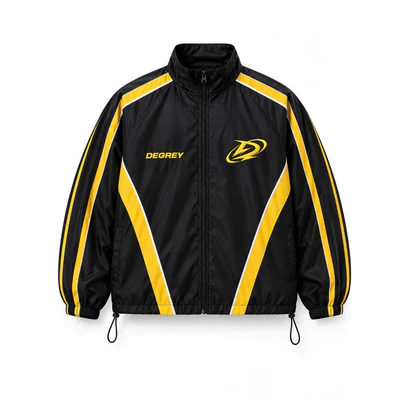 Jacket Degrey màu ĐEN VÀNG THÊU LOGO ATHLETE áo khoác dù thể thao - JKLOGOVANG