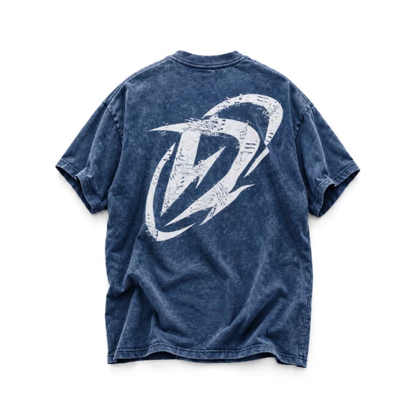 Áo Thun màu wax xanh dương Degrey kiểu dáng rộng in logo BIG D - OVSWAXXANH