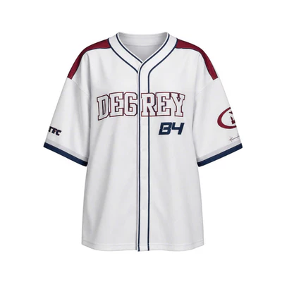 Áo khoác sơmi Jersey Degrey Baseball FLEX màu trắng - BASEFLEX