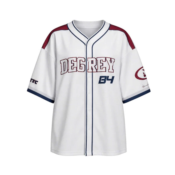 Áo khoác sơmi Jersey Degrey Baseball FLEX màu trắng - BASEFLEX