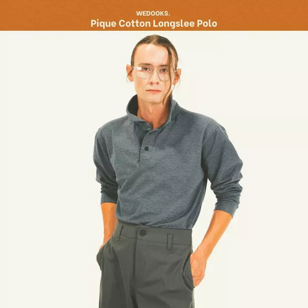 ÁO POLO THUN COTTON CÁ SẤU, TAY DÀI, FORM RỘNG THOẢI MÁI - 𝐏𝐈𝐐𝐔𝐄 𝐂𝐎𝐓𝐓𝐎𝐍 𝐋𝐎𝐍𝐆𝐒𝐋𝐄𝐄𝐕𝐄 𝐏𝐎𝐋𝐎