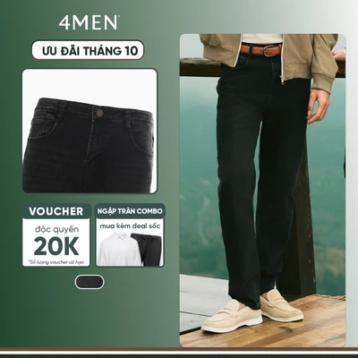 Quần Jean Trơn Túi Kiểu 4MEN Form Regular QJ135 Phong Cách, Co Giãn Thoải Mái