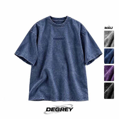Áo Thun wax ĐEN/ PURPLE/ BLUE Degrey kiểu dáng rộng thêu logo