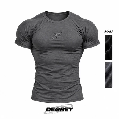 Áo thun thể thao màu ĐEN/XÁM Degrey BIG Compressor Tee thêu logo