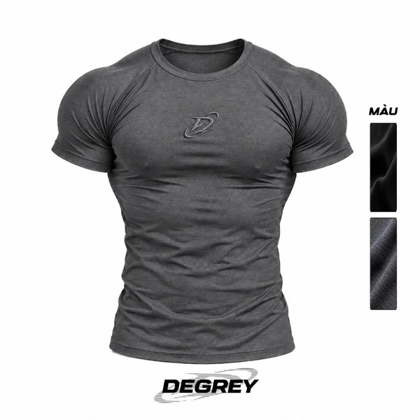 Áo thun thể thao màu ĐEN/XÁM Degrey BIG Compressor Tee thêu logo