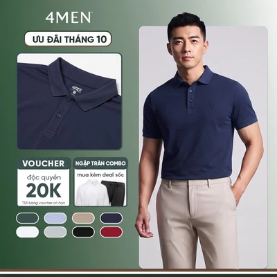 Áo thun polo nam trơn 4MEN PO153 có cổ bẻ basic form slimfit ôm đẹp trẻ trung, vải cá sấu chống nhăn mềm mịn mát giá rẻ